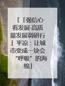 「强信心 看发展·高质量发展调研行」平凉：让城市变成一块会“呼吸”的海绵