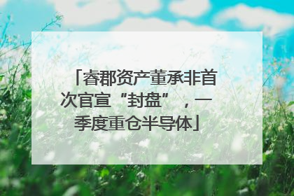 睿郡资产董承非首次官宣“封盘”，一季度重仓半导体