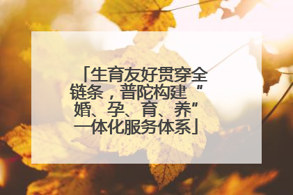 生育友好贯穿全链条，普陀构建“婚、孕、育、养”一体化服务体系