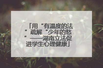 用“有温度的法”疏解“少年的愁”——湖南立法促进学生心理健康