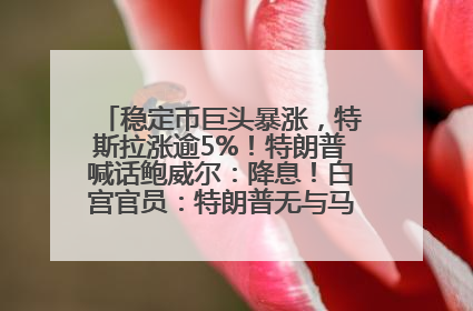 稳定币巨头暴涨，特斯拉涨逾5%！特朗普喊话鲍威尔：降息！白宫官员：特朗普无与马斯克交谈计划，他正考虑卖掉红色特斯拉