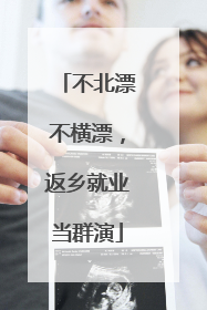 不北漂不横漂，返乡就业当群演