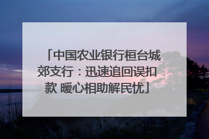 中国农业银行桓台城郊支行：迅速追回误扣款 暖心相助解民忧