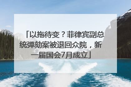 以拖待变？菲律宾副总统弹劾案被退回众院，新一届国会7月成立