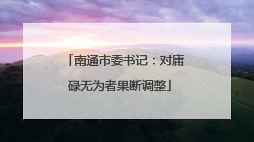 南通市委书记：对庸碌无为者果断调整
