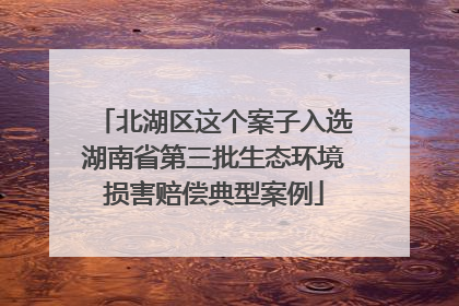 北湖区这个案子入选湖南省第三批生态环境损害赔偿典型案例