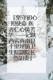 坚守初心担使命 医者仁心铸芳华——记陕西省商南县十里坪镇卫生院副院长贾胡委