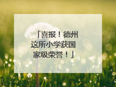 喜报！德州这所小学获国家级荣誉！