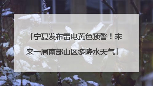 宁夏发布雷电黄色预警！未来一周南部山区多降水天气