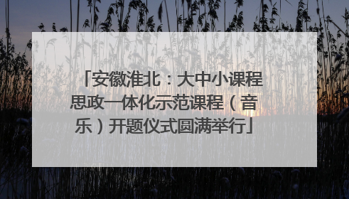 安徽淮北：大中小课程思政一体化示范课程（音乐）开题仪式圆满举行