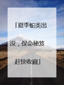 夏季蛇类出没，保命秘笈赶快收藏