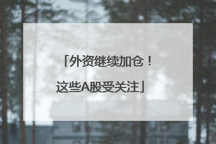 外资继续加仓！这些A股受关注