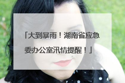 大到暴雨！湖南省应急委办公室汛情提醒！