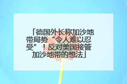 德国外长称加沙地带局势“令人难以忍受”！反对美国接管加沙地带的想法