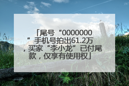 尾号“0000000”手机号拍出61.2万，买家“李小龙”已付尾款，仅享有使用权
