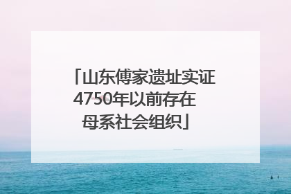 山东傅家遗址实证4750年以前存在母系社会组织