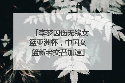 李梦因伤无缘女篮亚洲杯，中国女篮新老交替加速