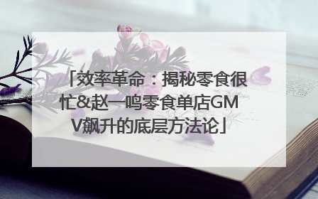 效率革命：揭秘零食很忙&赵一鸣零食单店GMV飙升的底层方法论