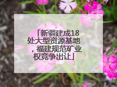 新疆建成18处大型资源基地，福建规范矿业权竞争出让
