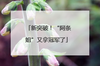 新突破！“阿条姐”又拿冠军了