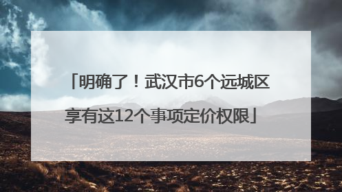 明确了！武汉市6个远城区享有这12个事项定价权限