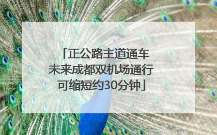 正公路主道通车 未来成都双机场通行可缩短约30分钟