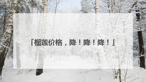 榴莲价格，降！降！降！