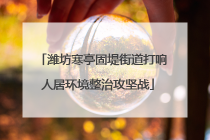 潍坊寒亭固堤街道打响人居环境整治攻坚战