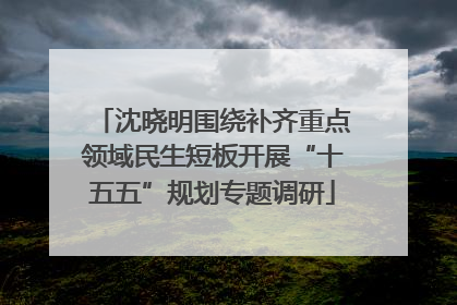 沈晓明围绕补齐重点领域民生短板开展“十五五”规划专题调研
