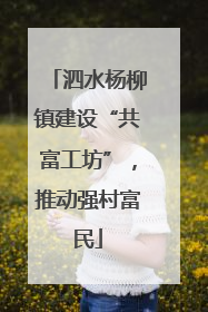泗水杨柳镇建设“共富工坊”，推动强村富民