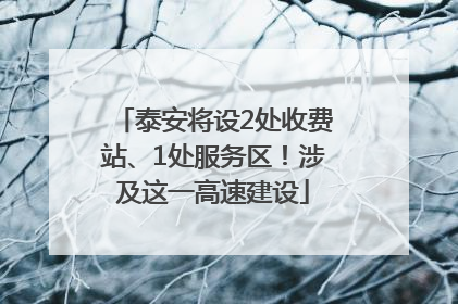 泰安将设2处收费站、1处服务区！涉及这一高速建设