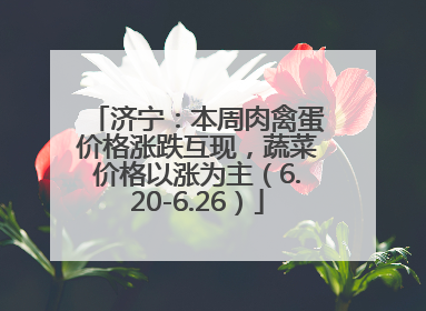 济宁：本周肉禽蛋价格涨跌互现，蔬菜价格以涨为主（6.20-6.26）