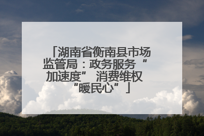 湖南省衡南县市场监管局：政务服务“加速度” 消费维权“暖民心”