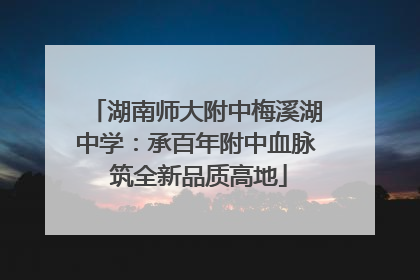湖南师大附中梅溪湖中学：承百年附中血脉 筑全新品质高地