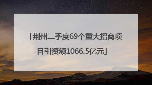 荆州二季度69个重大招商项目引资额1066.5亿元