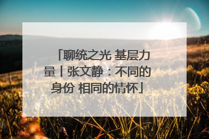 聊统之光 基层力量丨张文静：不同的身份 相同的情怀