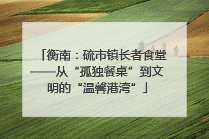 衡南：硫市镇长者食堂——从“孤独餐桌”到文明的“温馨港湾”