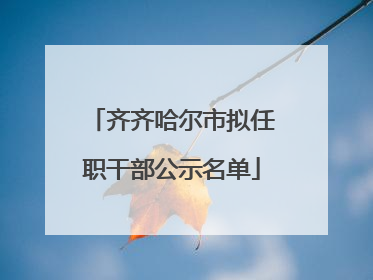 齐齐哈尔市拟任职干部公示名单