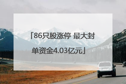 86只股涨停 最大封单资金4.03亿元
